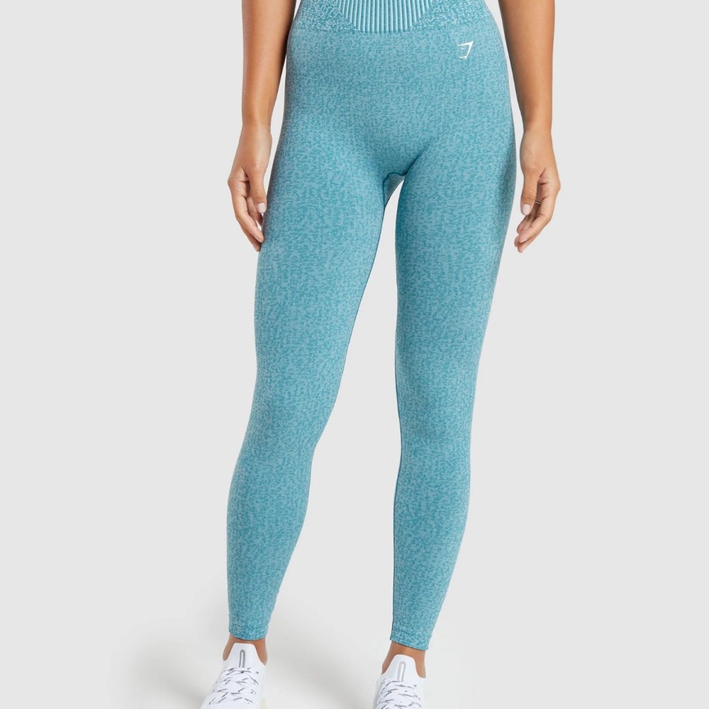 Gymshark Marl Seamless Leggings – Light Blue – Women’s Size L